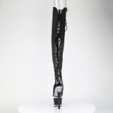Vegan sn�rest�vler 18 cm SPECTATOR-3030 sorte �ben t� overknee st�vler med sn�reb�nd