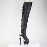 Vegan sn�rest�vler 18 cm SPECTATOR-3030 sorte �ben t� overknee st�vler med sn�reb�nd