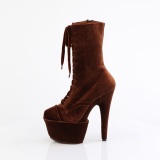 Velvet 18 cm ADORE-1045VEL Brown ankle boots high heels + protective toe caps