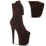 Velvet 20 cm FLAMINGO-1045VEL Brown ankle boots high heels + protective toe caps