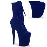 Velvet 20 cm FLAMINGO-1045VEL blue ankle boots high heels + protective toe caps