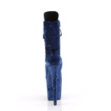 Velvet 20 cm FLAMINGO-1045VEL blue ankle boots high heels + protective toe caps