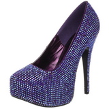 Violet Rhinestone 14,5 cm Burlesque TEEZE-06R Platform Pumps Women Shoes