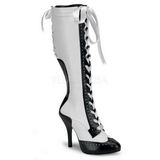 White 11,5 cm TEMPT-126 High Heeled Lace Up Boots