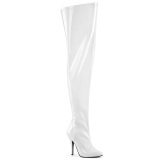 White 13 cm SEDUCE-3000WC thigh high stretch overknee boots with wide calf