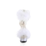 White 15 cm DELIGHT-624F exotic pole dance high heel sandals with feathers