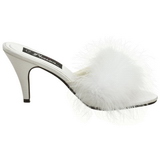 White 8 cm AMOUR-03 Marabou Feathers Mules Shoes