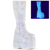 White Glitter 18 cm STACK-301G demonia boots - unisex cyberpunk boots