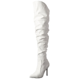 White Leatherette 10 cm CLASSIQUE-3011 High Heeled Overknee Boots