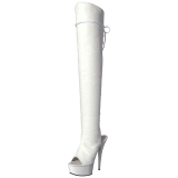 White Leatherette 15 cm DELIGHT-3019 Platform Thigh High Boots