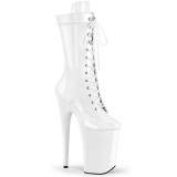 White Patent 23 cm INFINITY-1050 extrem platform high heels ankle boots