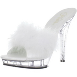 White Transparent 13 cm LIP-101-8 Plateau Women Mules Shoes