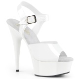 White high heels 15 cm DELIGHT-608N JELLY-LIKE stretch material platform high heels