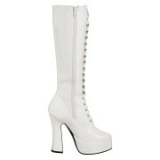 White platform boots lace up patent 13 cm - 70s years hippie disco gogo kneeboots