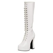 White platform boots lace up patent 13 cm - 70s years hippie disco gogo kneeboots