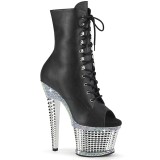 White rhinestones ankle boots platform 18 cm SPECTATOR-1021RS pleaser high heels ankle boots