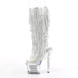 White rhinestones ankle boots platform 18 cm SPECTATOR-2017RSF2 pleaser high heels ankle boots